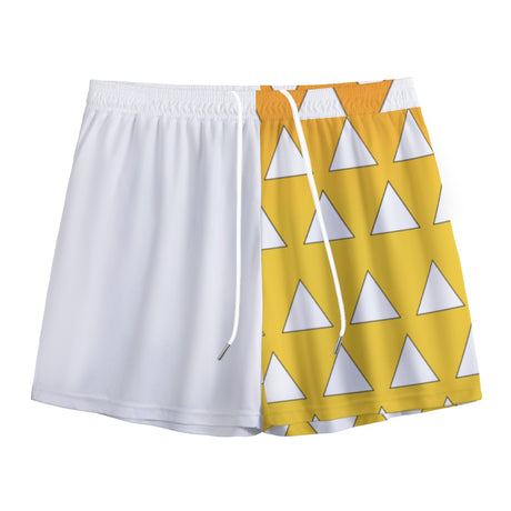 Yoycol half triangle boardshort with geometric pattern, lightweight fabric, and adjustable waistband, designed for casual beachwear.