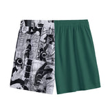 Youth boardshorts by Yoycol featuring a green manga-inspired design, perfect for beach or poolside wear.