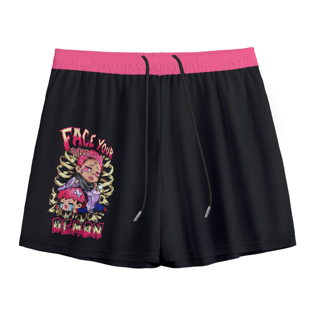 White Bully Sakuna Mesh Shorts by Yoycol, lightweight athletic shorts with breathable mesh fabric and an adjustable waistband.