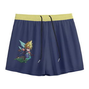 White Chibi Cloud Mesh Shorts by Yoycol, featuring a lightweight mesh fabric with a playful cloud design and relaxed fit.