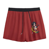 White Chibi Tifa mesh shorts by Yoycol, featuring a cute Tifa graphic and lightweight mesh fabric, perfect for casual wear.