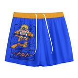 White Kawaii Naruto mesh shorts by Yoycol featuring a playful Naruto design and lightweight breathable fabric.