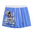 White Kawaii Zabuza mesh shorts by Yoycol, featuring lightweight fabric and a comfortable fit, ideal for casual wear