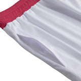 White V2 Uchiha Boardshorts by Yoycol, featuring Naruto-themed design, displayed on a neutral background.