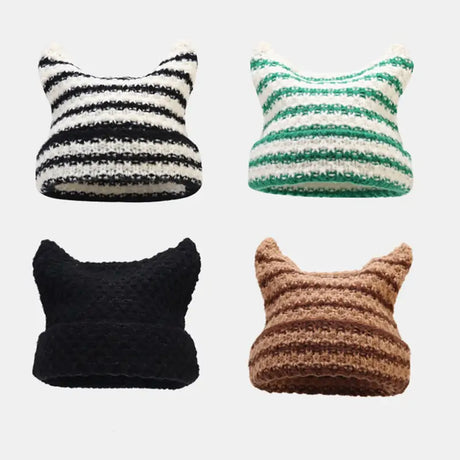 Kawaii King Kawaii Knitted Beanie in pastel colors with playful pom-pom detail, cozy and stylish winter accessory.